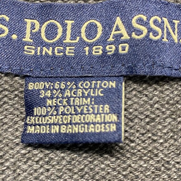 U.S. Polo Assn. Mens Striped Pullover Sweater Size M Gray & Black Cotton Blend - Picture 6 of 11